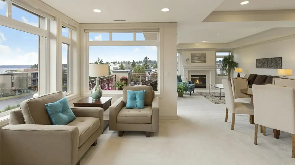 A wall with shelves that required fixings — the main deposit risk in a rental